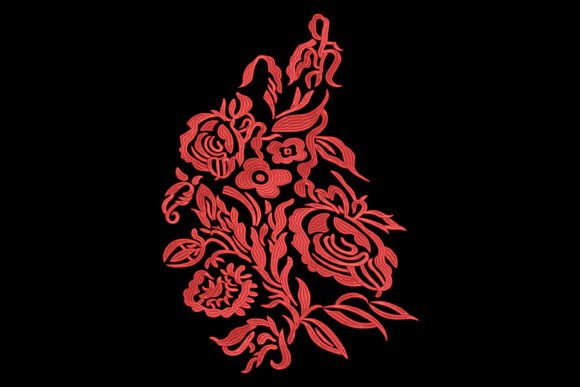 A Designer's Review of the Red Floral Lace Embroidery File