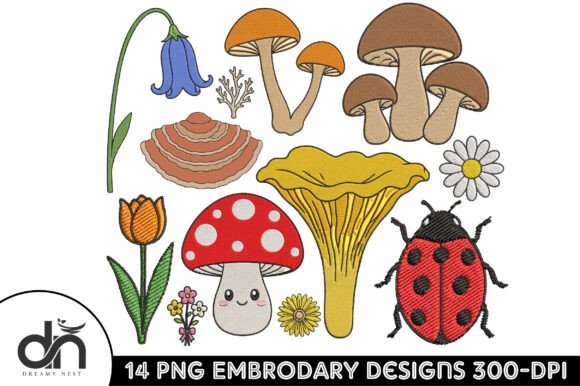 A Professional's Review: 14 Tiny Mushroom Floral Embroidery PNG