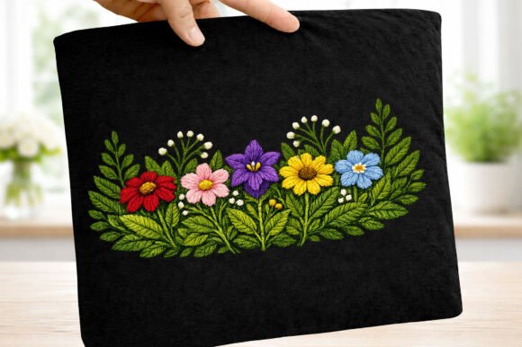A Realistic Embroidery Floral Border for Meaningful Gifts