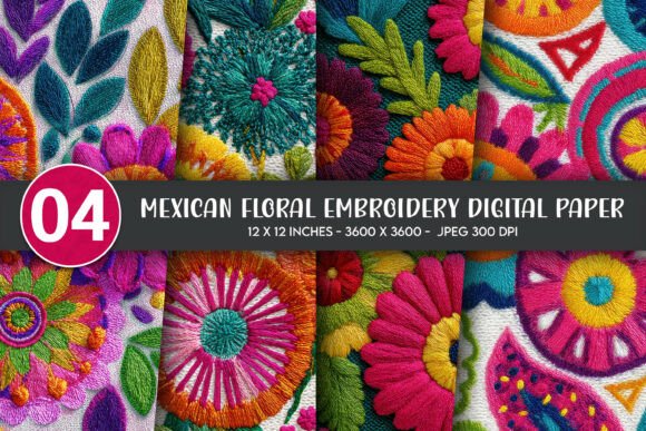 A Vibrant Mexican Floral Embroidery for Handmade Gifts