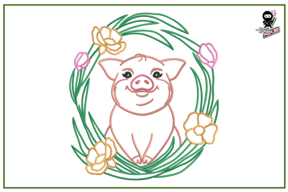An Embroidery Designer’s Review of Baby Pig in Floral Wreath