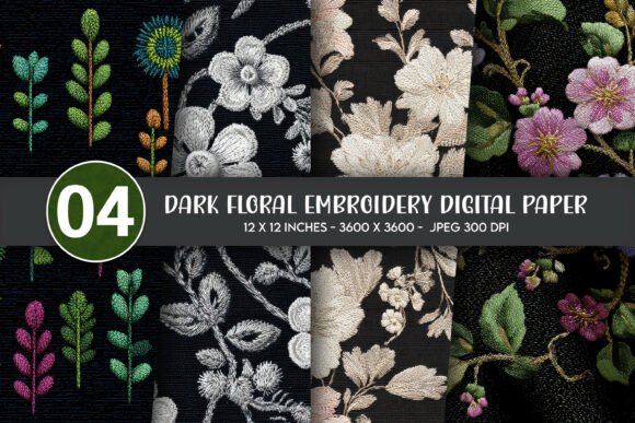 Craft Fair Review: Dark Floral Embroidery Digital Paper