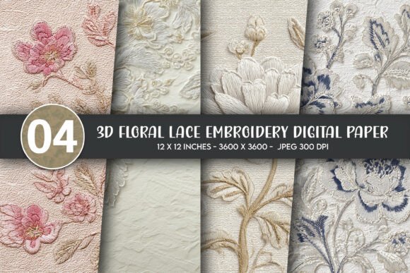 Evaluating 3D Floral Lace Embroidery Digital Paper for Business Merch