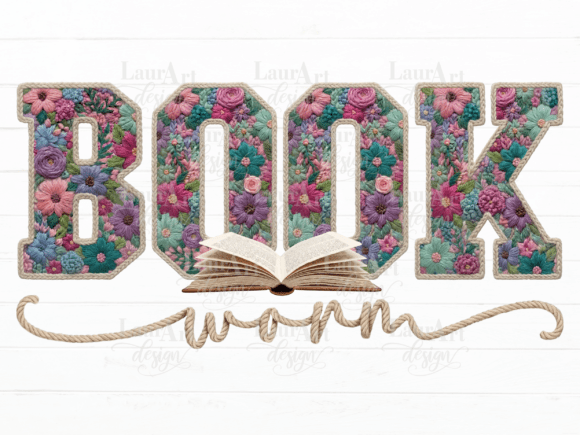 Evaluating the Book Worm Floral Book Embroidery PNG for Boutique Sweatshirts