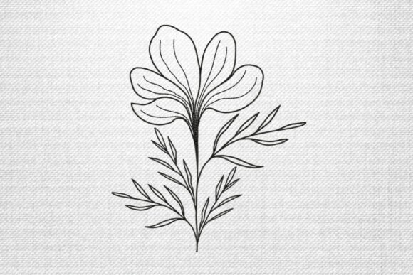 Minimal Floral Outline Embroidery for Boutique Apparel