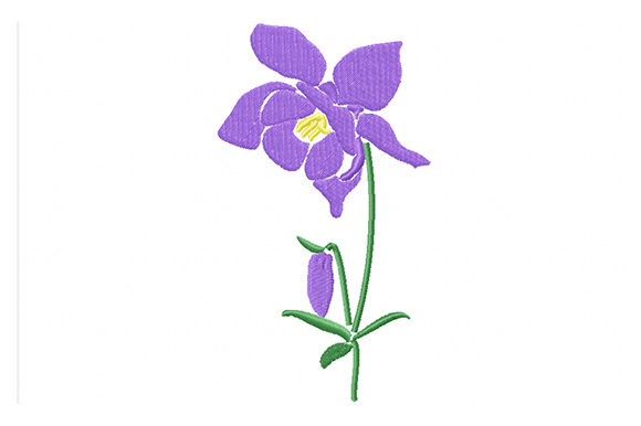 Purple Columbine Flowers Embroidery for Product Creation